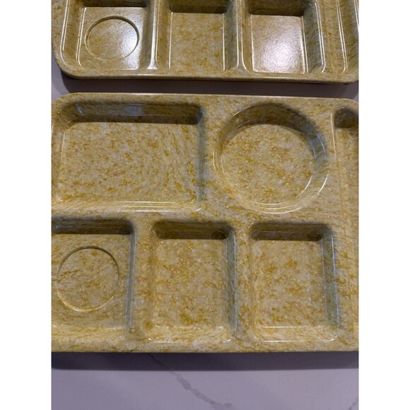 3 Vintage Prolon Ware Melamine Cafeteria Lunch Tray Yellow Confetti 14.75 inches - Picture 2 of 5